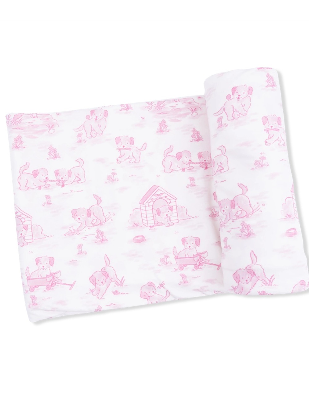 NWT Angel Dear Pink Puppy Toile Bamboo Swaddle